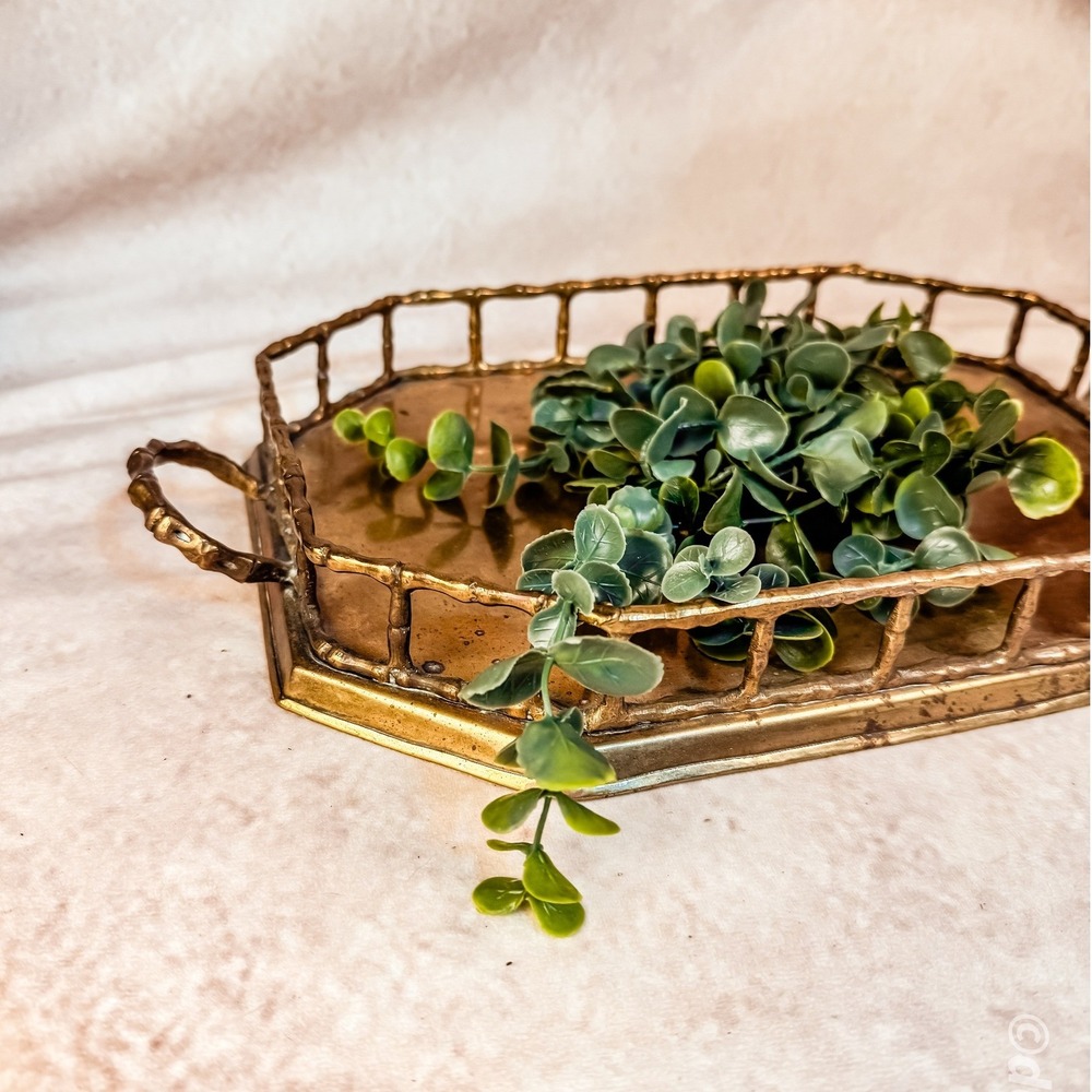Faux-Bamboo Brass Tray - Picture 2 of 9
